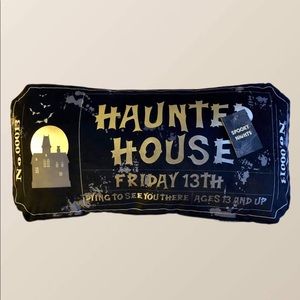 Halloween haunted house ticket pillow